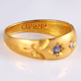 Ellibelle Jewellery Victorian Sapphire & Diamond 18ct Gold Starburst Gypsy Ring