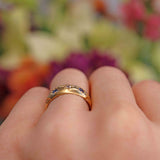 Ellibelle Jewellery Victorian Sapphire & Diamond 18ct Gold Starburst Gypsy Ring
