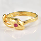 Ellibelle Jewellery Victorian Style 9ct Gold Ruby Snake Ring