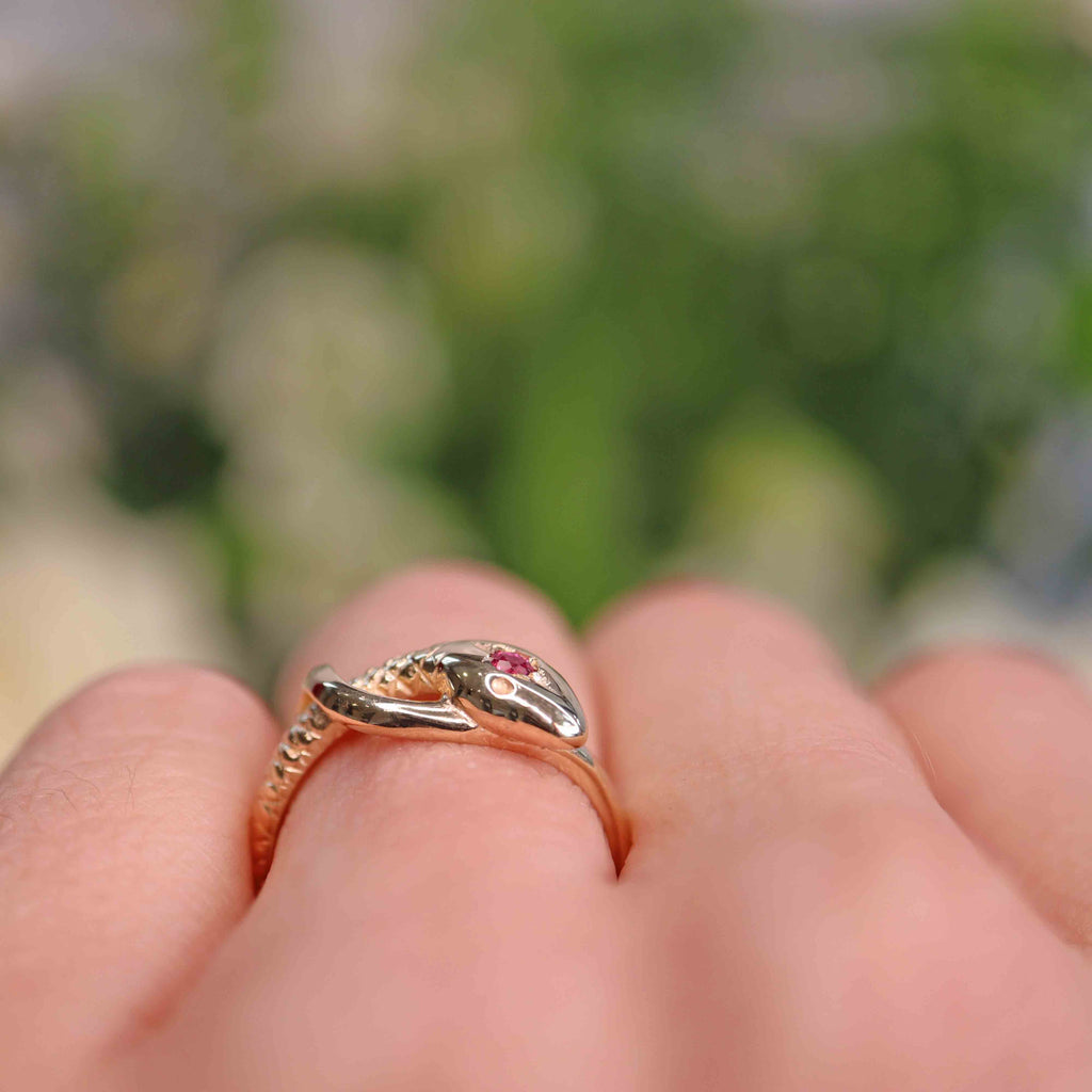 Ruby Snake Ring Victorian Style 9ct Gold Ruby Snake Ring – Ellibelle Jewellery