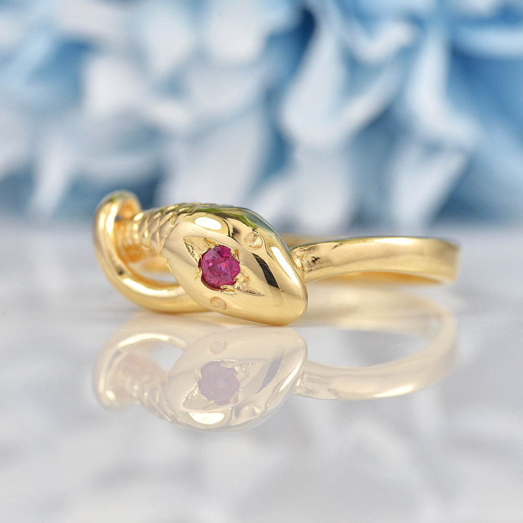 Ruby Snake Ring Victorian Style 9ct Gold Ruby Snake Ring – Ellibelle Jewellery