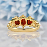 Ellibelle Jewellery Victorian Style Garnet 9ct Gold Three-Stone Ring