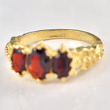 Ellibelle Jewellery Victorian Style Garnet 9ct Gold Three-Stone Ring