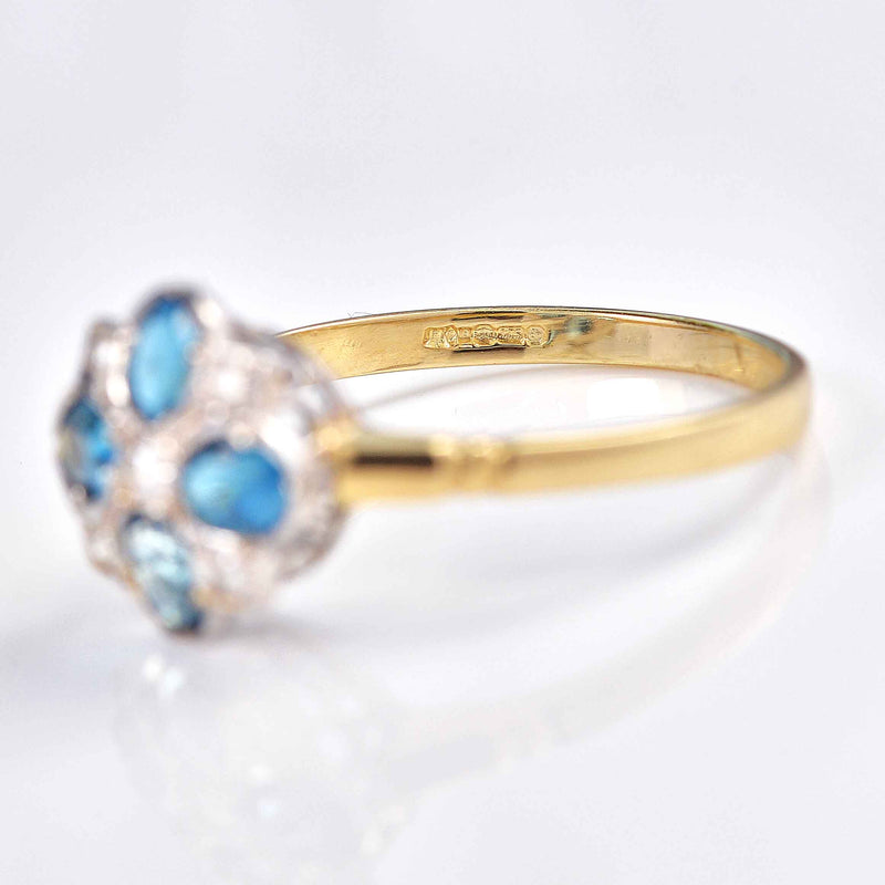 Ellibelle Jewellery Victorian Style London Topaz & Diamond 9ct Gold Clover Ring
