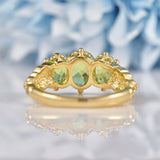 Ellibelle Jewellery Victorian Style Peridot 9ct Gold Three-Stone Ring