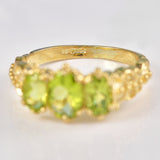 Ellibelle Jewellery Victorian Style Peridot 9ct Gold Three-Stone Ring