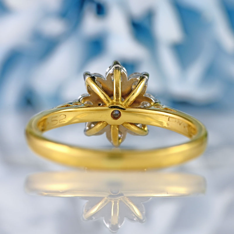 Ellibelle Jewellery Vintage 18ct Gold Diamond Daisy Cluster Ring (0.52cts)