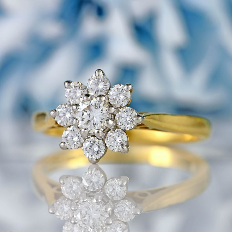 Ellibelle Jewellery Vintage 18ct Gold Diamond Daisy Cluster Ring (0.52cts)