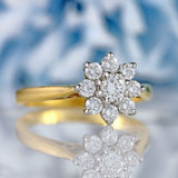 Ellibelle Jewellery Vintage 18ct Gold Diamond Daisy Cluster Ring (0.52cts)