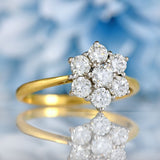 Ellibelle Jewellery Vintage 18ct Gold Diamond Daisy Cluster Ring (1.00ct)
