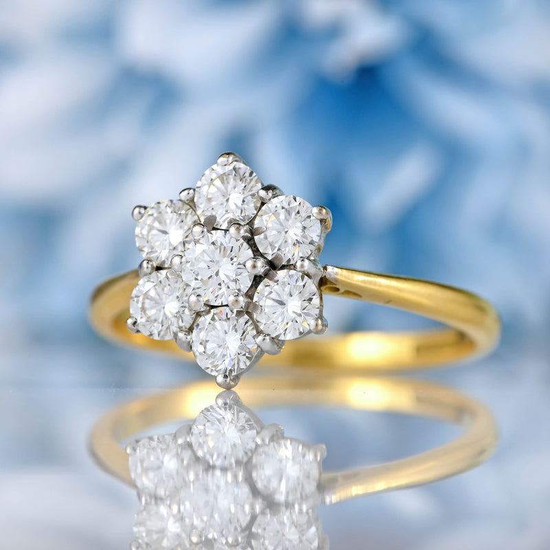 Ellibelle Jewellery Vintage 18ct Gold Diamond Daisy Cluster Ring (1.00ct)