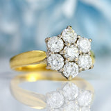 Ellibelle Jewellery Vintage 18ct Gold Diamond Daisy Cluster Ring (1.00ct)