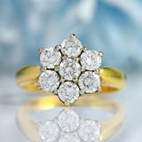 Ellibelle Jewellery Vintage 18ct Gold Diamond Daisy Cluster Ring (1.00ct)