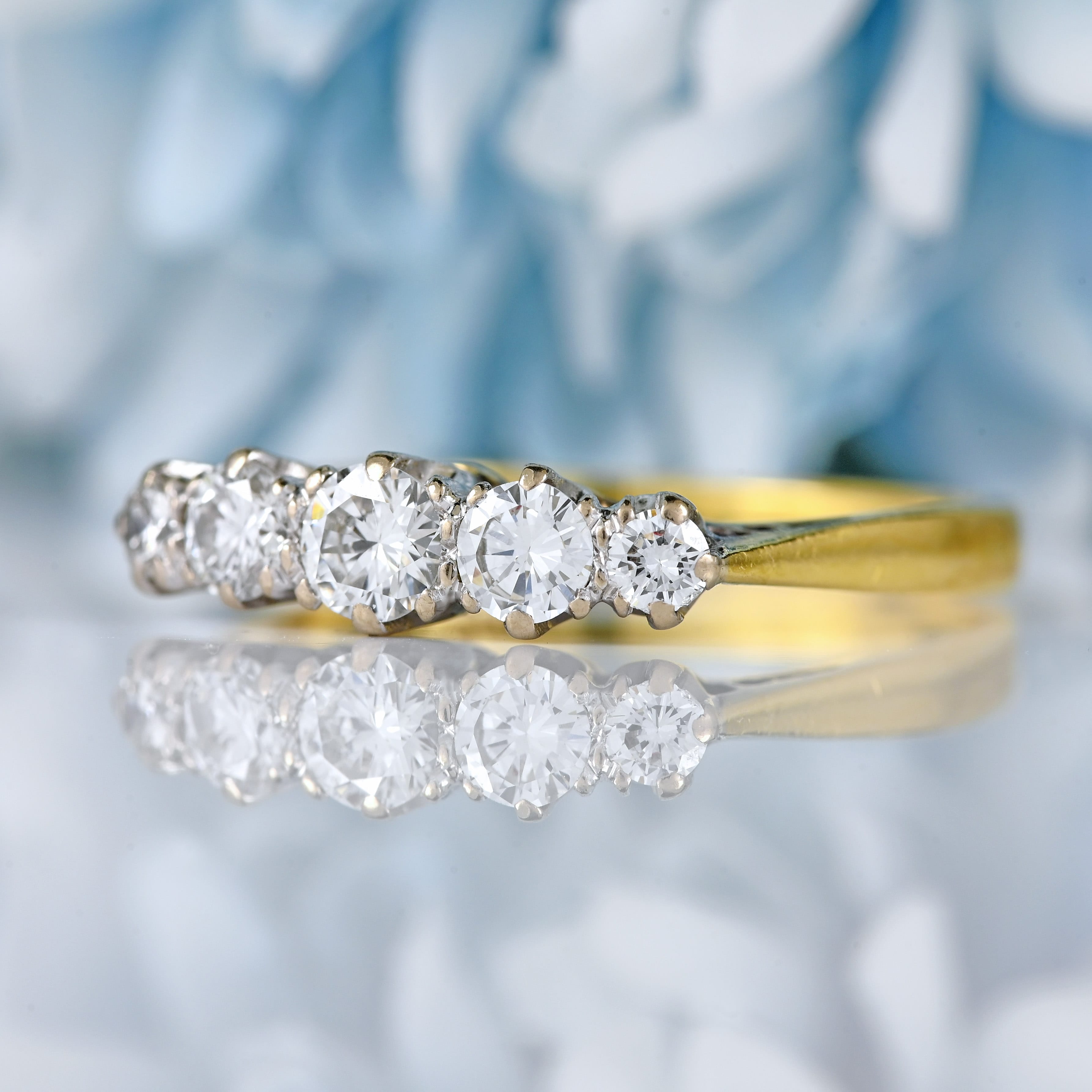 Ellibelle Jewellery Vintage 18ct Gold Diamond Five-Stone Ring By Cropp & Farr (0.60cts)