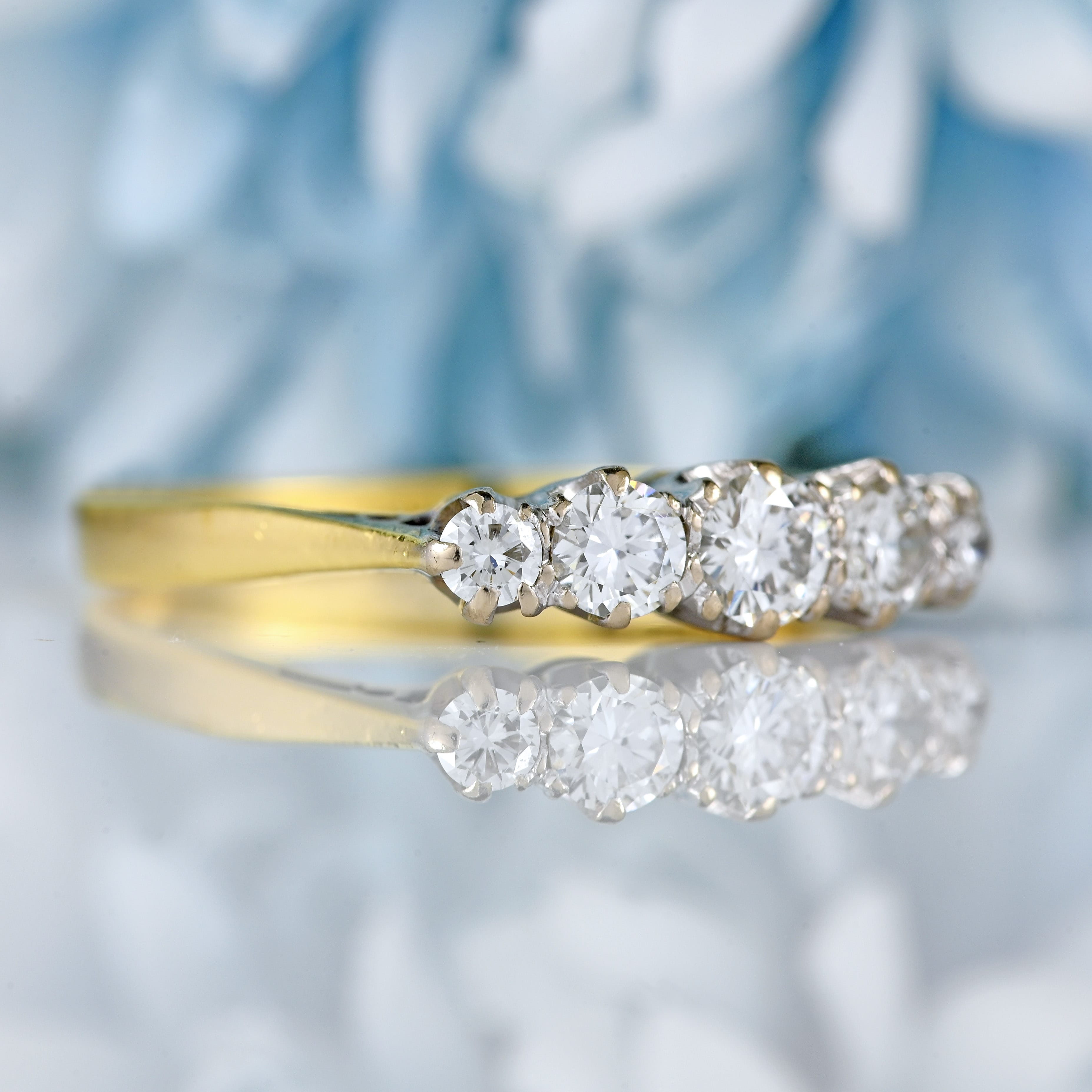 Ellibelle Jewellery Vintage 18ct Gold Diamond Five-Stone Ring By Cropp & Farr (0.60cts)