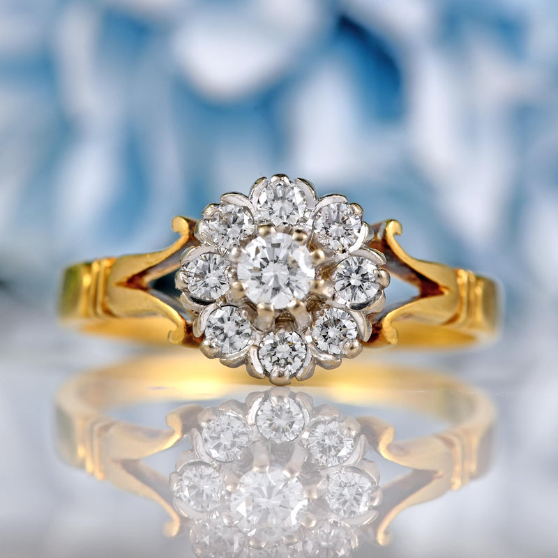 Ellibelle Jewellery Vintage 18ct Gold Diamond Flower Cluster Ring (0.40cts)