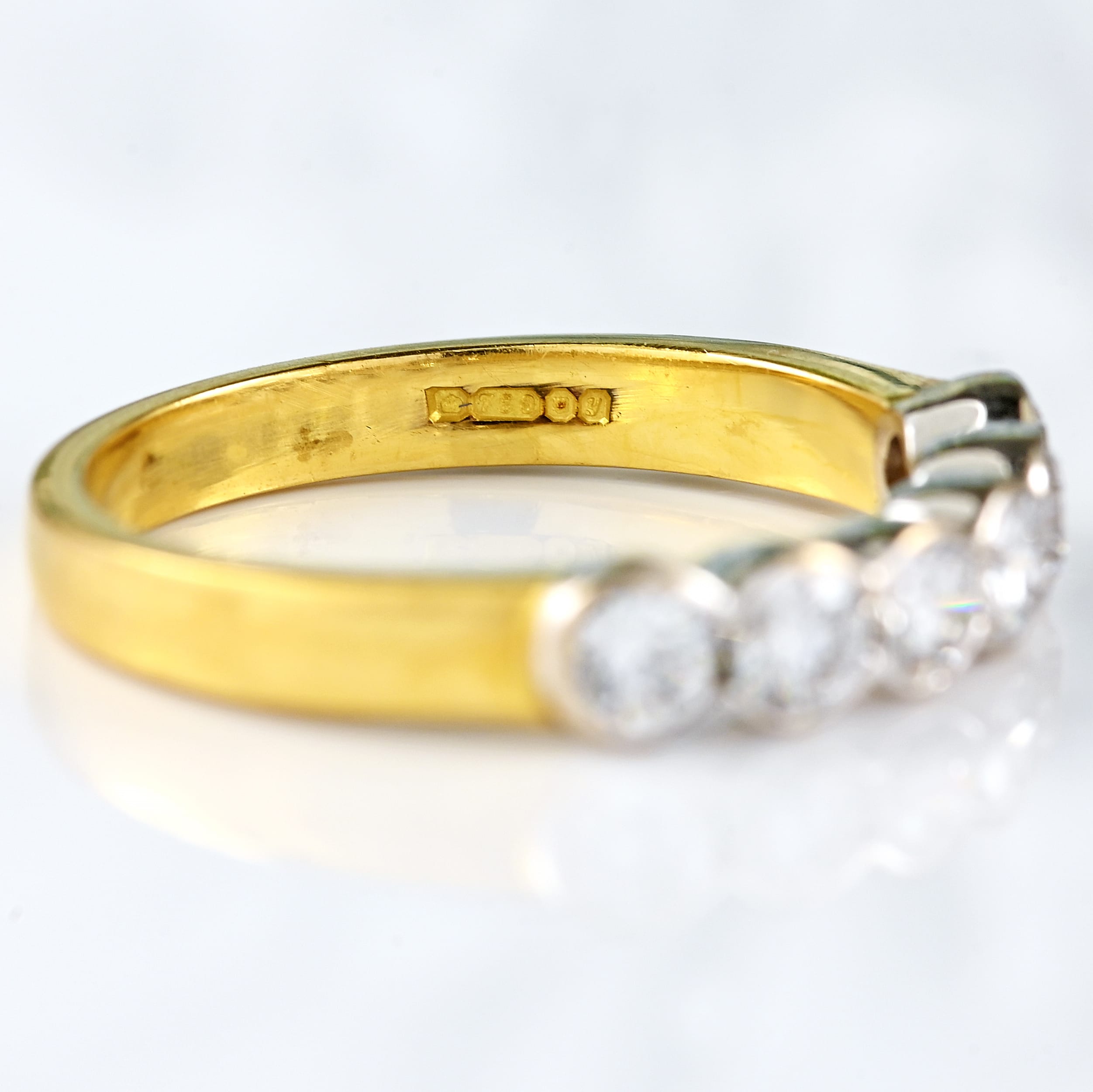 Ellibelle Jewellery Vintage 18ct Gold Diamond Six-Stone Half-Eternity Band Ring (0.78cts)