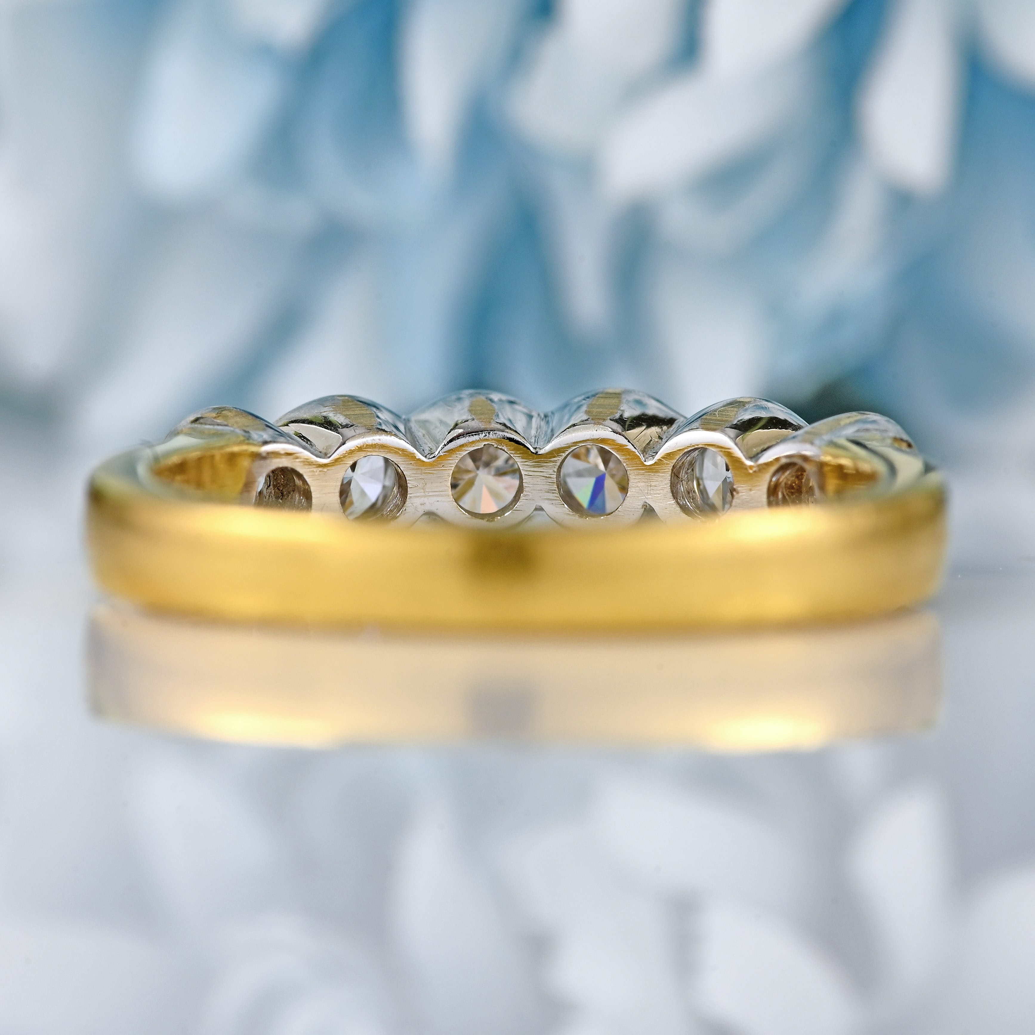 Ellibelle Jewellery Vintage 18ct Gold Diamond Six-Stone Half-Eternity Band Ring (0.78cts)