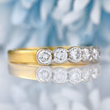 Ellibelle Jewellery Vintage 18ct Gold Diamond Six-Stone Half-Eternity Band Ring (0.78cts)