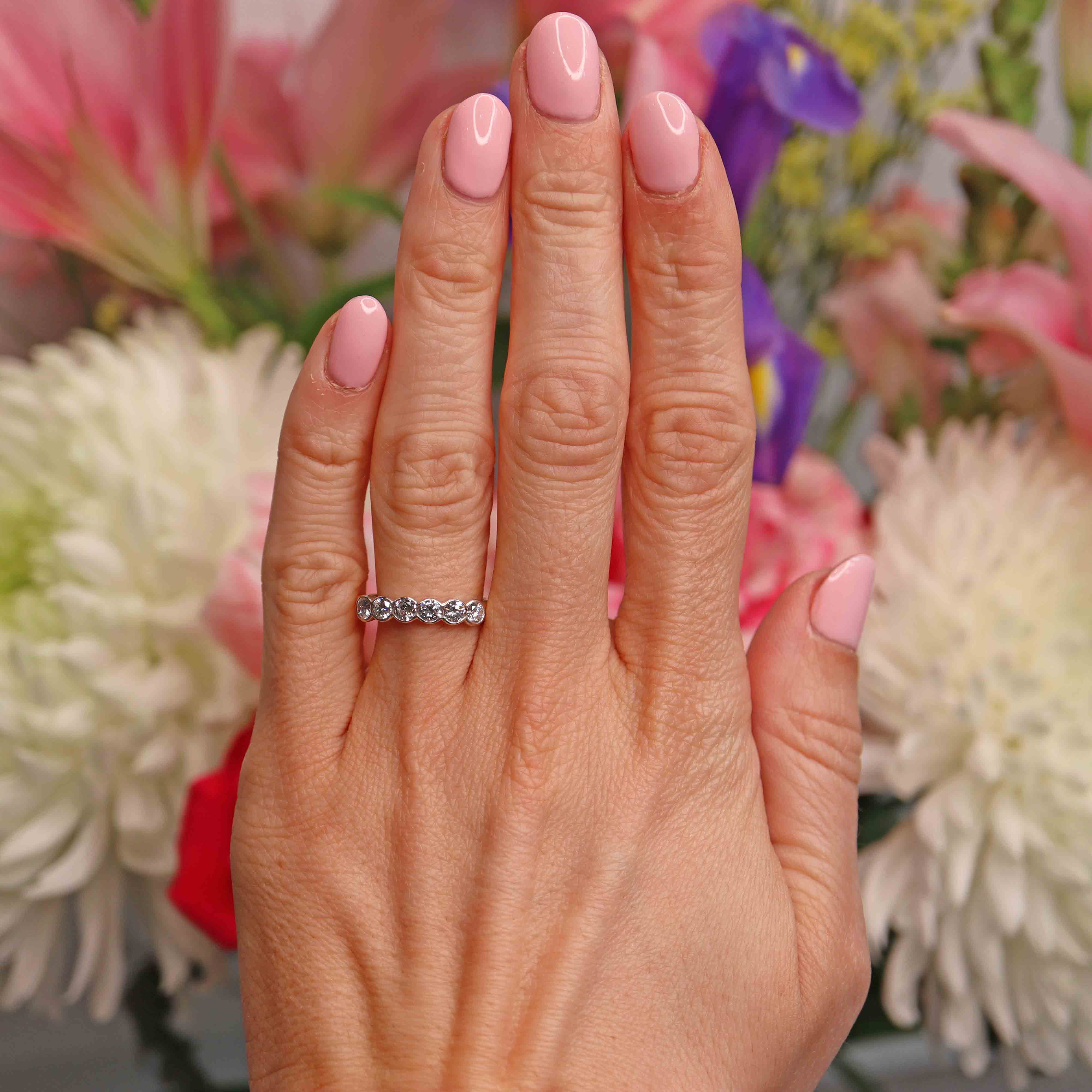 Ellibelle Jewellery Vintage 18ct Gold Diamond Six-Stone Half-Eternity Band Ring (0.78cts)