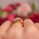 Ellibelle Jewellery Vintage 18ct Gold Diamond Three-Stone Crossover Engagement Ring (0.50cts)