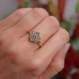 Ellibelle Jewellery Vintage 18ct Gold Tinted Diamond Daisy Cluster Ring (1.46ct)