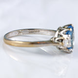 Ellibelle Jewellery Vintage 18ct White Gold Aquamarine & Diamond Three-Stone Engagement Ring