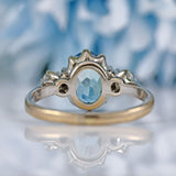 Ellibelle Jewellery Vintage 18ct White Gold Aquamarine & Diamond Three-Stone Engagement Ring