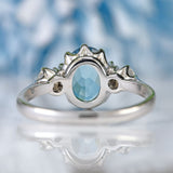 Ellibelle Jewellery Vintage 18ct White Gold Aquamarine & Diamond Three-Stone Engagement Ring
