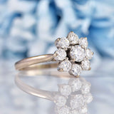 Ellibelle Jewellery Vintage 18ct White Gold Diamond Daisy Cluster Ring (0.84cts)