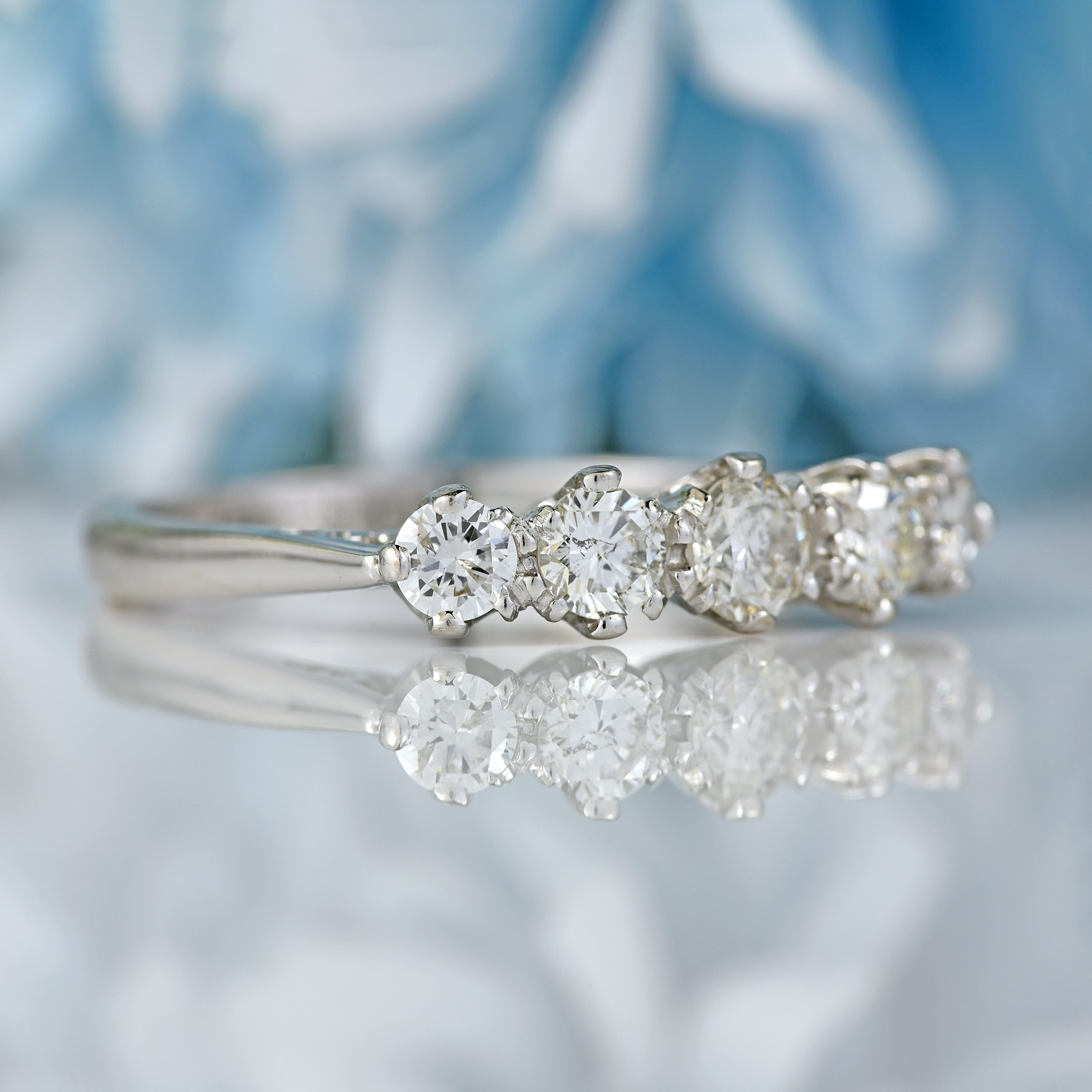 Ellibelle Jewellery Vintage 18ct White Gold Diamond Five-Stone Ring (0.80cts)