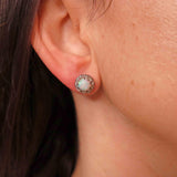 Ellibelle Jewellery Vintage 18ct White Gold Opal & Diamond Stud Earrings