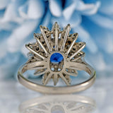 Ellibelle Jewellery Vintage 18ct White Gold Oval Sapphire & Diamond Cluster Ring (1.45cts)