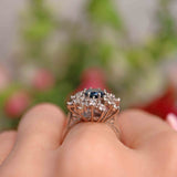 Ellibelle Jewellery Vintage 18ct White Gold Oval Sapphire & Diamond Cluster Ring (1.45cts)