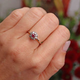 Ellibelle Jewellery Vintage 18ct White Gold Ruby & Diamond Halo Ring