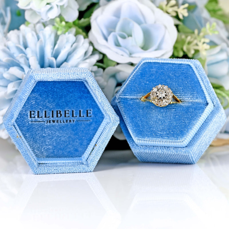 Ellibelle Jewellery Vintage 1940s Old-Cut Diamond 18ct Gold Cluster Ring (0.65cts)