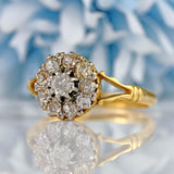Ellibelle Jewellery Vintage 1940s Old-Cut Diamond 18ct Gold Cluster Ring (0.65cts)