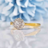 Ellibelle Jewellery Vintage 1950s Diamond 18ct Gold & Platinum Cluster Ring