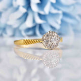 Ellibelle Jewellery Vintage 1950s Diamond 18ct Gold & Platinum Cluster Ring