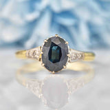 Ellibelle Jewellery Vintage 1950s Sapphire & Diamond 18ct Gold Engagement Ring