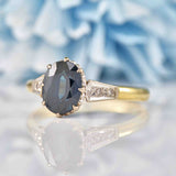 Ellibelle Jewellery Vintage 1950s Sapphire & Diamond 18ct Gold Engagement Ring