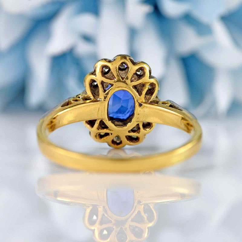 Ellibelle Jewellery Vintage 1959 Sapphire & Diamond Cluster Ring