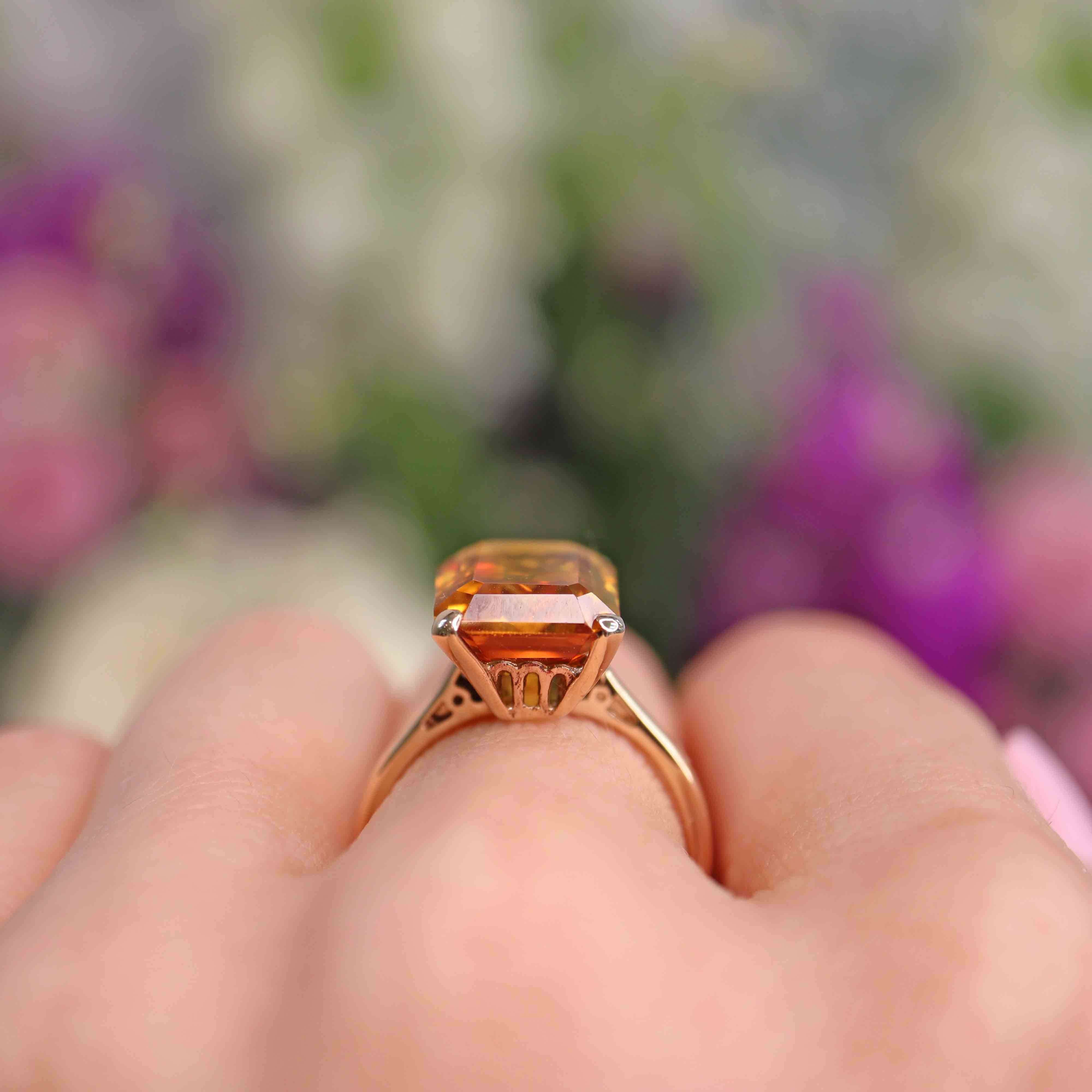 Ellibelle Jewellery Vintage 1960 Citrine 9ct Gold Solitaire Dress Ring