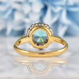 Ellibelle Jewellery Vintage 1960s Blue Zircon & Diamond 18ct Gold Cluster Ring