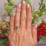 Ellibelle Jewellery Vintage 1960s Emerald & Diamond 18ct Gold Platinum Cluster Engagement Ring