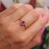 Ellibelle Jewellery Vintage 1960s Ruby & Diamond 18ct Gold Cluster Ring