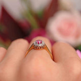 Ellibelle Jewellery Vintage 1960s Ruby & Diamond 18ct Gold Cluster Ring