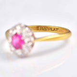 Ellibelle Jewellery Vintage 1960s Ruby & Diamond 18ct Gold Cluster Ring