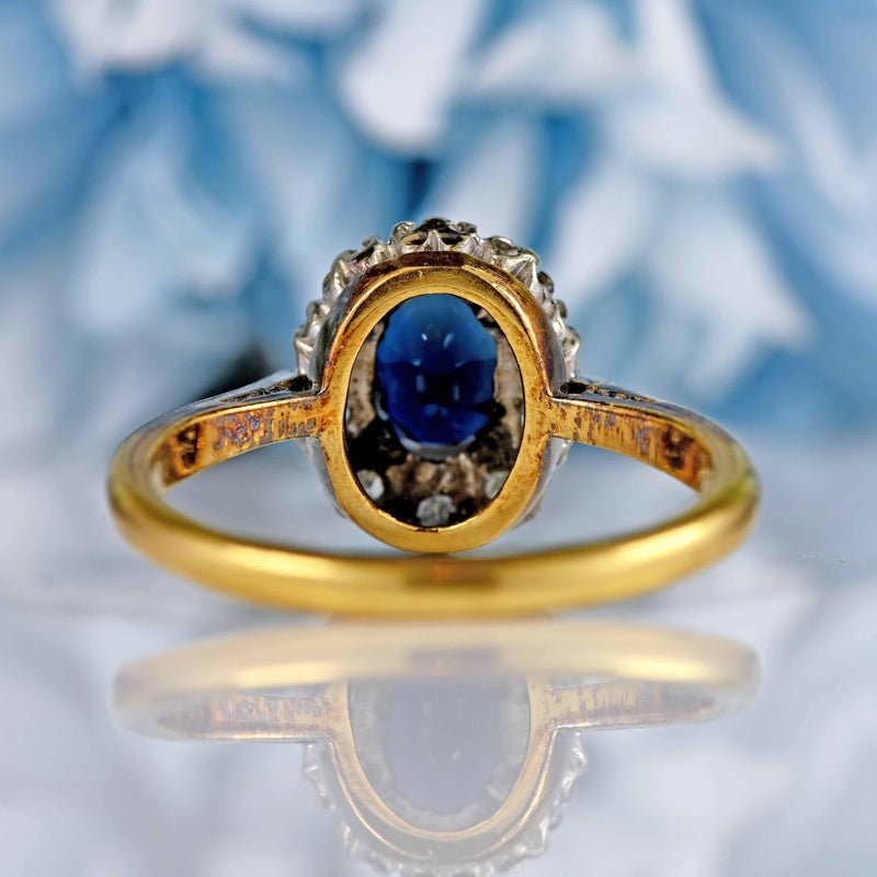 Ellibelle Jewellery Vintage 1960s Sapphire & Diamond 18ct Gold Cluster Ring