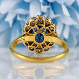 Ellibelle Jewellery Vintage 1963 Sapphire & Diamond 18ct Gold Cluster Ring
